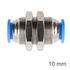 Metal Bulkhead Str. Connector 10mm